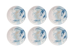 Hermia Blue Leaf Juego de Platos de Postre Navideños de Porcelana 100% - 6 Piezas 19.3 cm